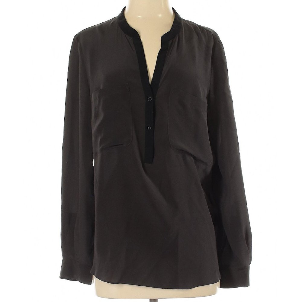 Reese + Riley 100% Silk Blouse in Charcoal | Size 1 - Picture 3 of 12